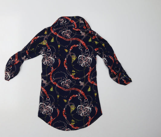 Jolie Angel Womens Blue Geometric  Basic Button-Up Size 6