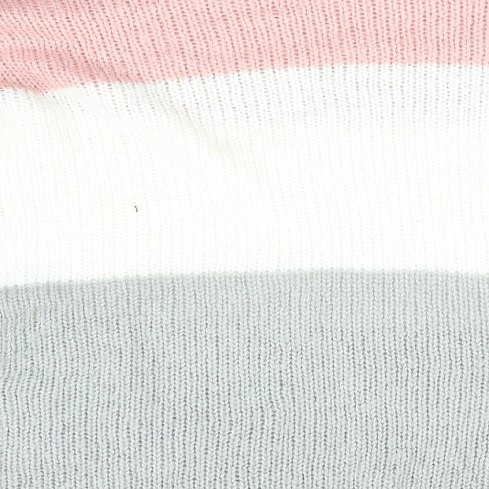 Select Womens Grey Striped  Pullover Jumper Size 10  - Peach Ivory Grey