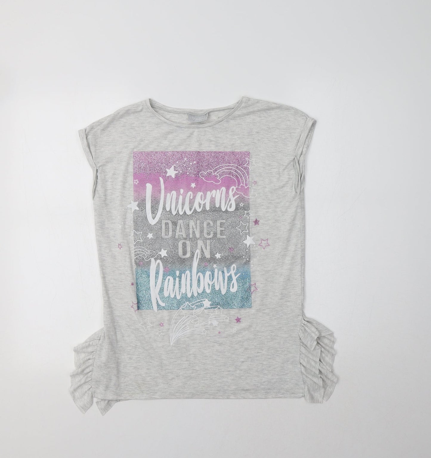 Matalan Girls Grey   Basic Polo Size 12 Years  - Unicorns Dance