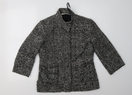 Ronit Zilkha Womens Grey Check  Jacket Blazer Size S
