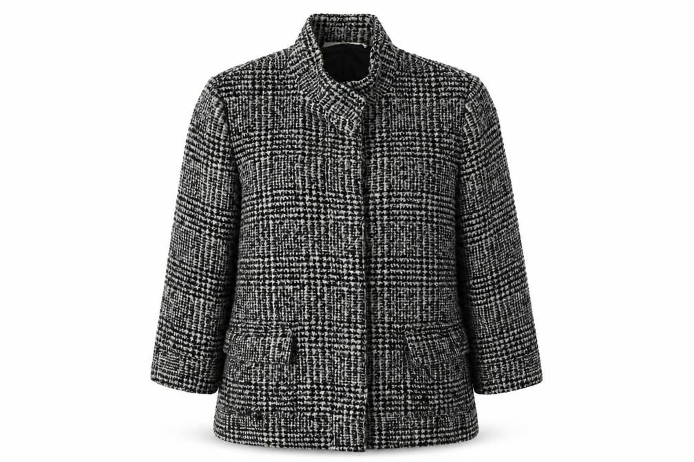 Ronit Zilkha Womens Grey Check  Jacket Blazer Size S