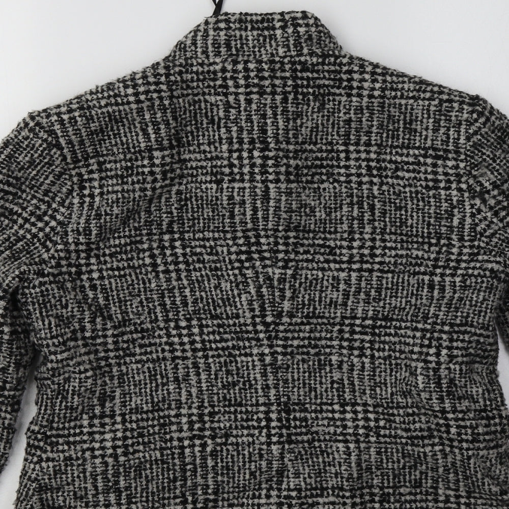 Ronit Zilkha Womens Grey Check  Jacket Blazer Size S