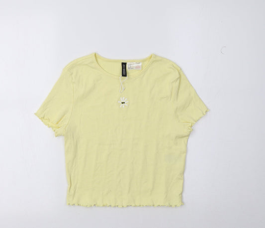 H&M Womens Yellow   Cropped Polo Size M