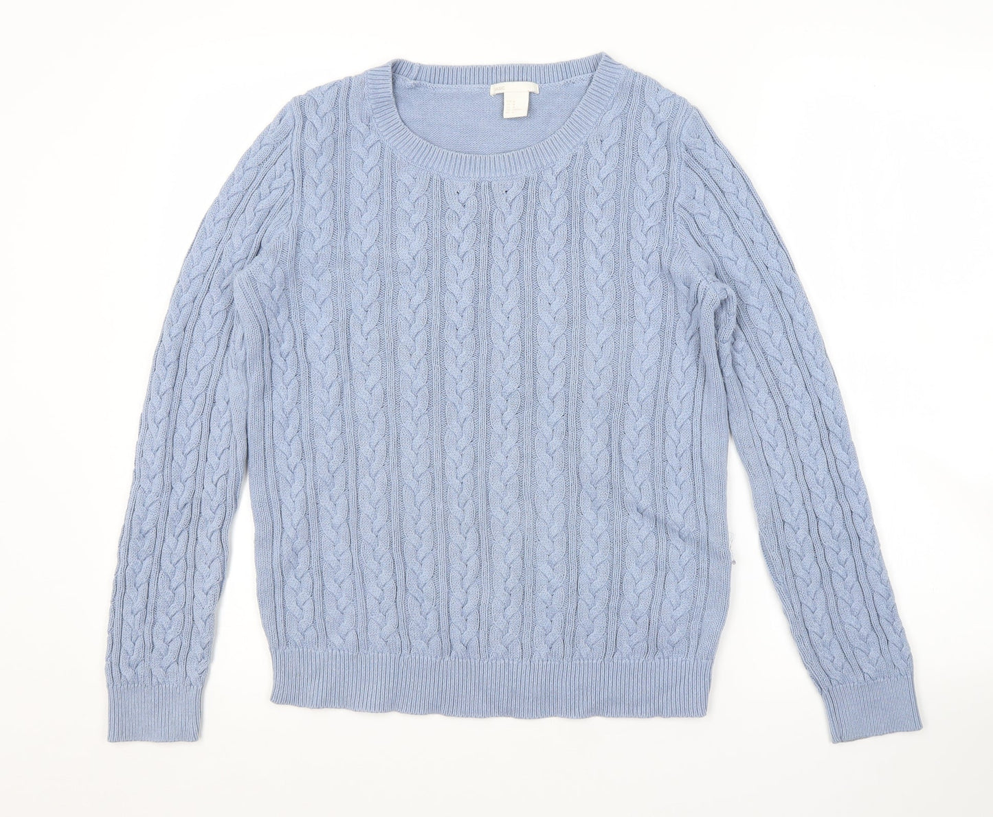 H&M Womens Blue Striped  Pullover Jumper Size M