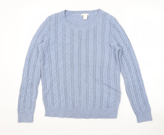 H&M Womens Blue Striped  Pullover Jumper Size M