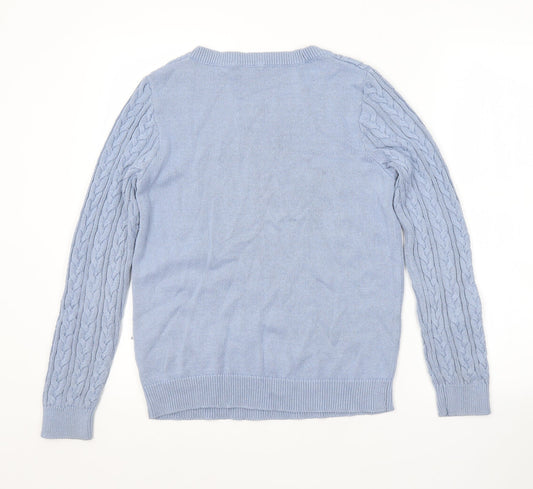 H&M Womens Blue Striped  Pullover Jumper Size M