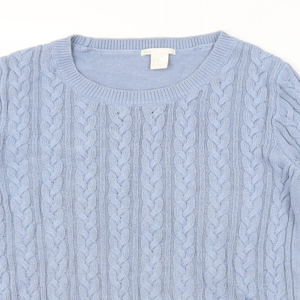 H&M Womens Blue Striped  Pullover Jumper Size M