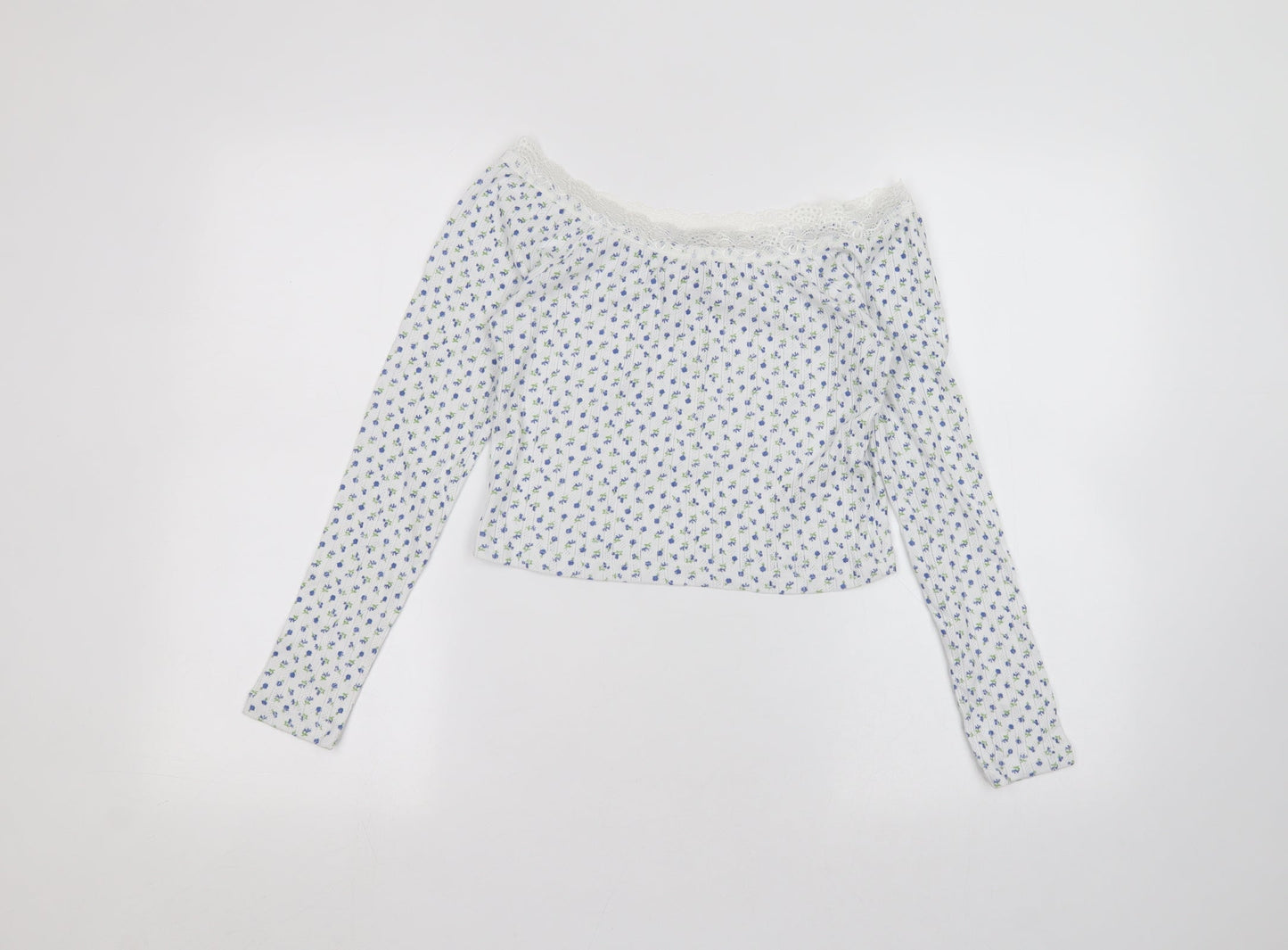 ASOS Womens White Floral  Basic T-Shirt Size 10