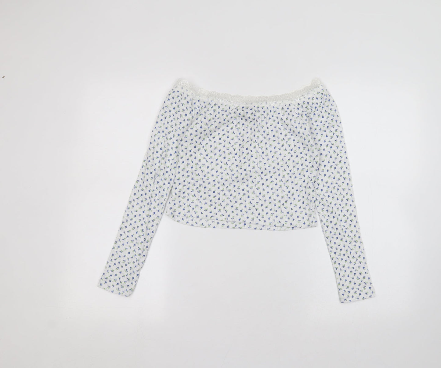 ASOS Womens White Floral  Basic T-Shirt Size 10