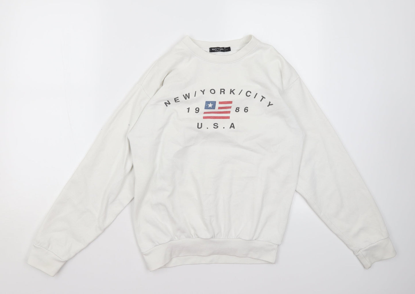 Nasty Gal Womens White Round Neck  Polyester Pullover Jumper Size S   - NYC