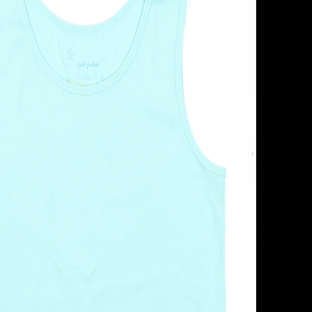 Fresh Produce Womens Blue  Cotton Basic Tank Size L
