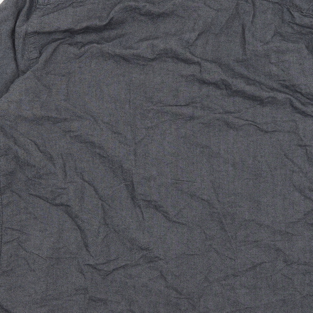 Easy Mens Grey  Cotton  Button-Up Size M