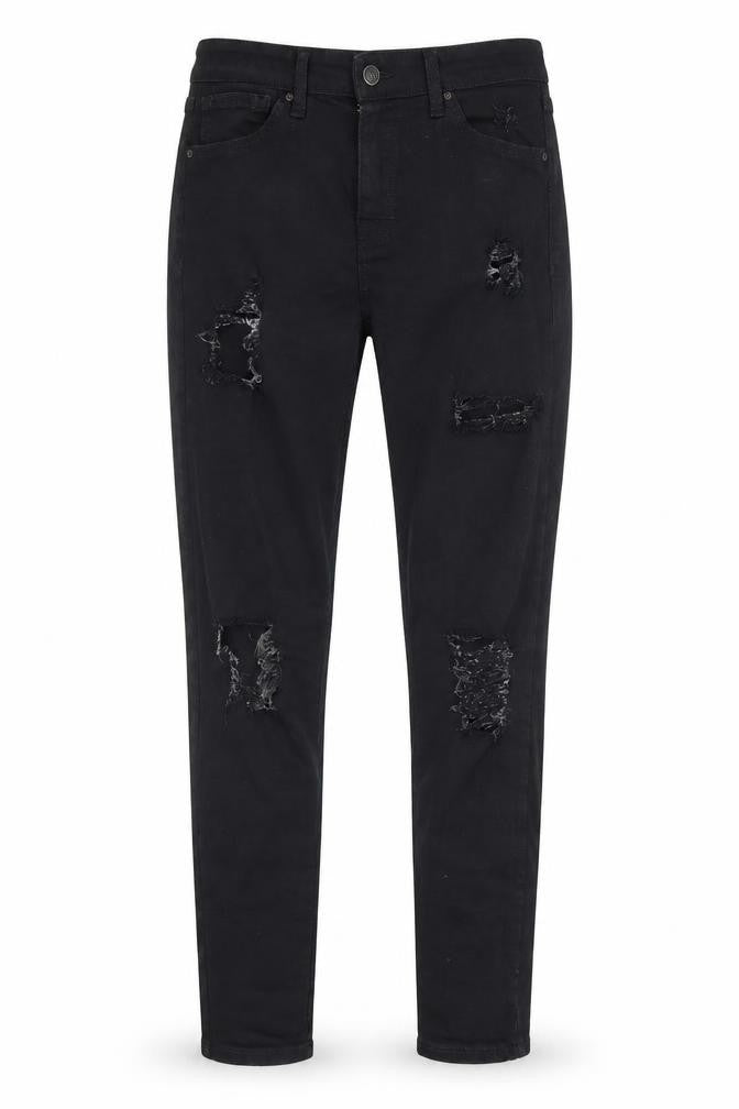 Topshop Womens Black  Cotton Straight Jeans Size 30 in L30 in Regular
