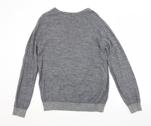 George Mens Blue Crew Neck  Cotton Pullover Jumper Size L