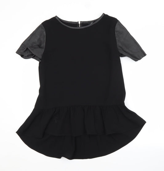 H&M Womens Black  Polyester Basic Blouse Size 10 Crew Neck