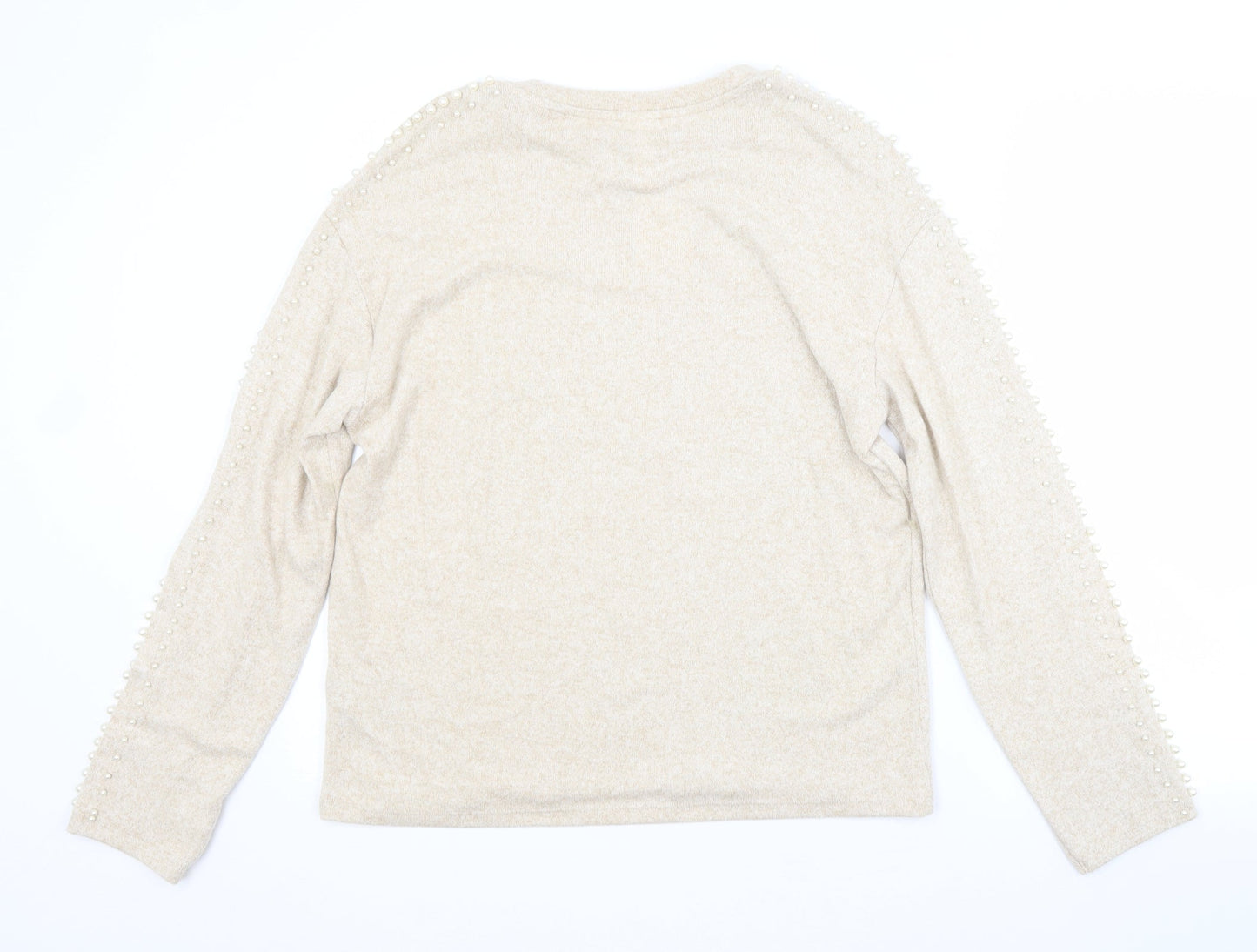 H&M Womens Beige Crew Neck  Viscose Pullover Jumper Size S