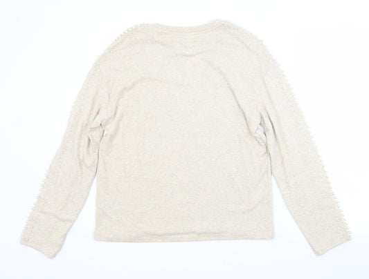 H&M Womens Beige Crew Neck  Viscose Pullover Jumper Size S