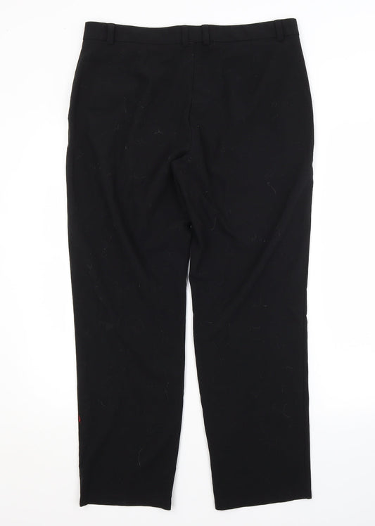 M&S Womens Black  Polyester Trousers  Size 14 L28 in Regular