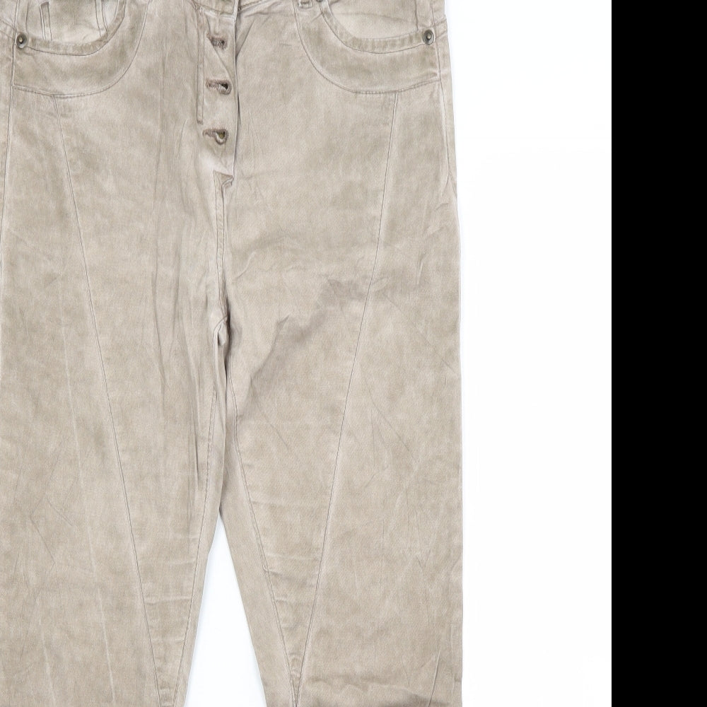 Janina Womens Beige  Cotton Straight Jeans Size 10 L26 in Regular