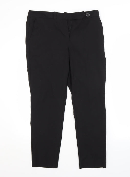 NEXT Womens Black  Polyester Trousers  Size 10 L26 in Regular