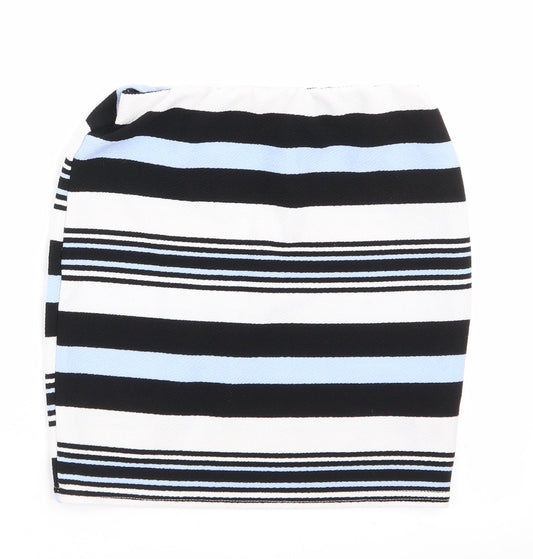 915 Generation Girls  Striped Polyester A-Line Skirt Size 10-11 Years  Regular  - Black Pale Blue White Strips