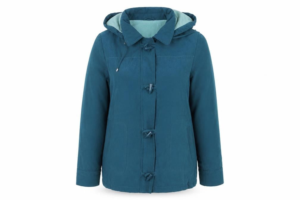 EWM Womens Blue   Anorak Coat Size 14   - Teal Colour Soft Feel Removeable Hood Fleece Lined