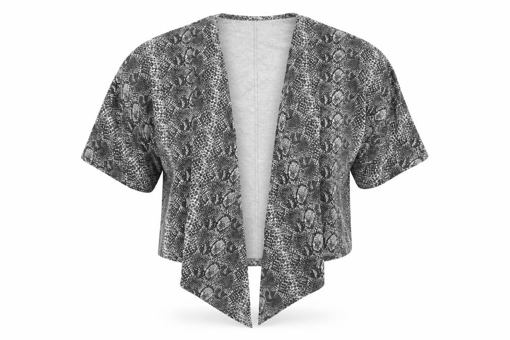 Simply Be Womens Black Animal Print  Jacket  Size 14   - Waterfall Jacket Grey