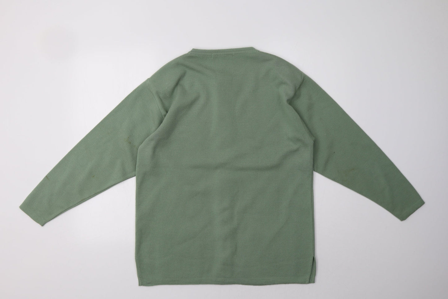 Sarah Dunnway Womens Green Crew Neck Geometric Acrylic Cardigan Jumper Size M