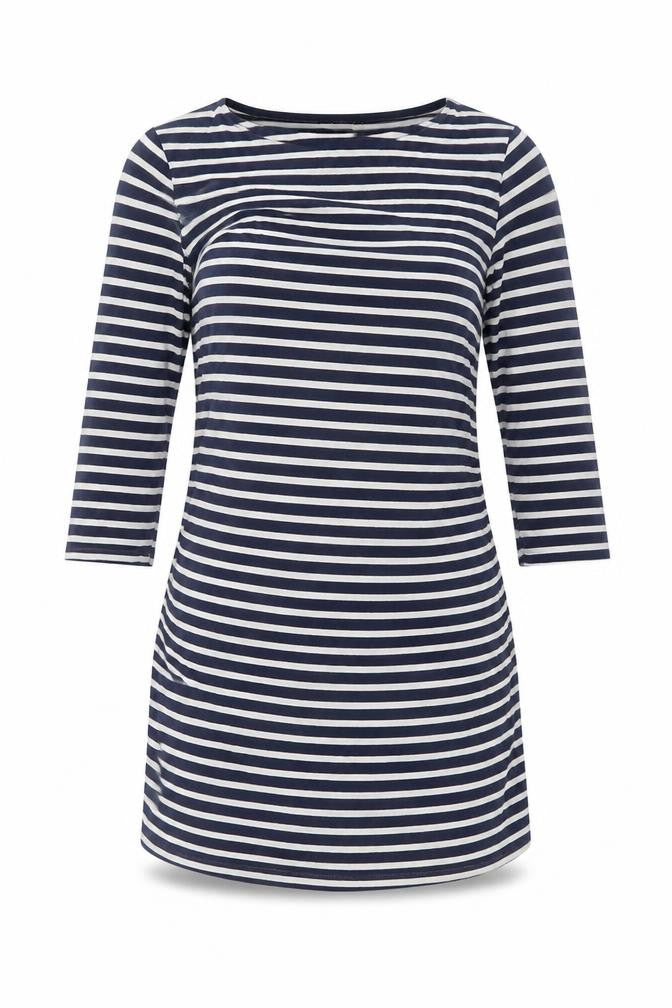 New Look Womens Blue Striped Viscose Basic T-Shirt Size 12