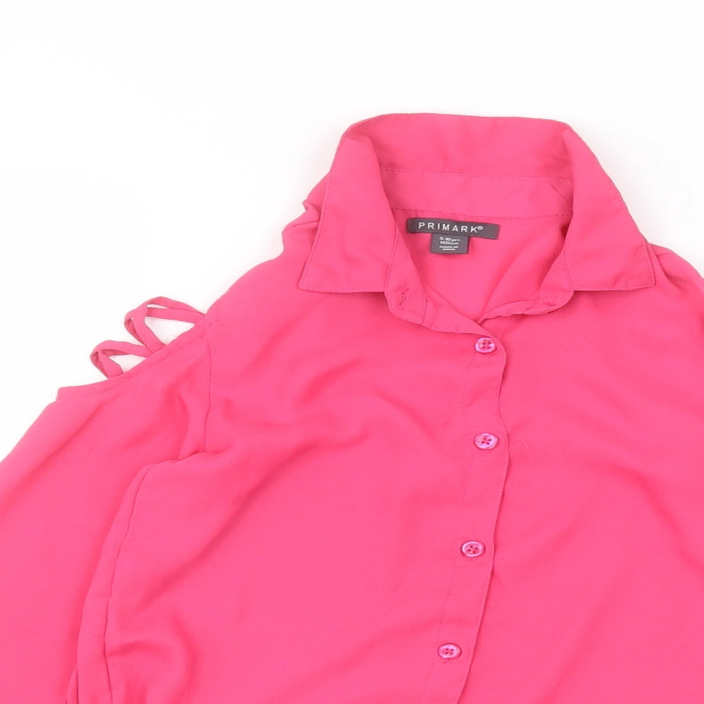 Primark Girls Pink  Polyester Basic Button-Up Size 9-10 Years