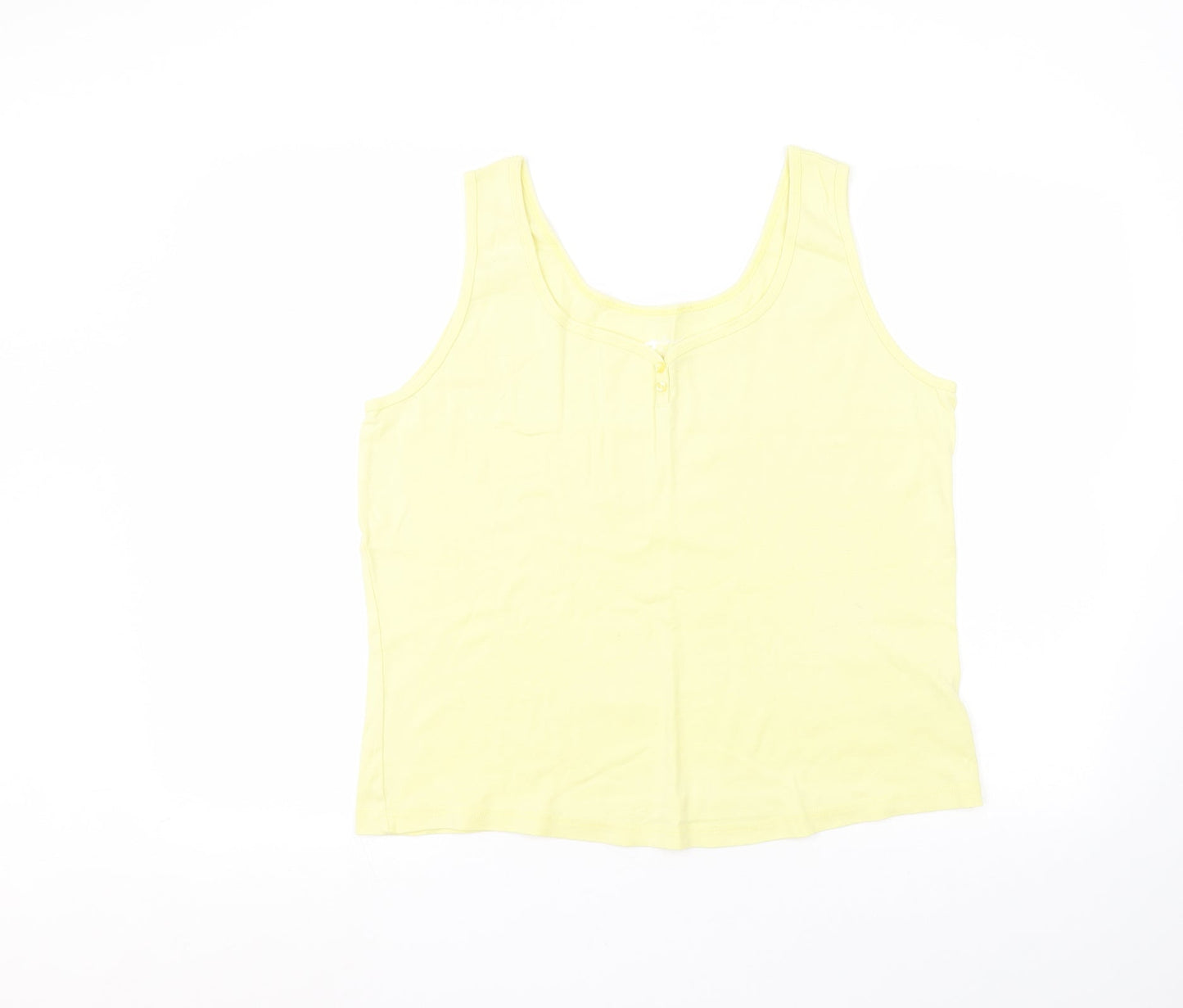 BHS Womens Yellow  Cotton Basic Tank Size 20 Round Neck