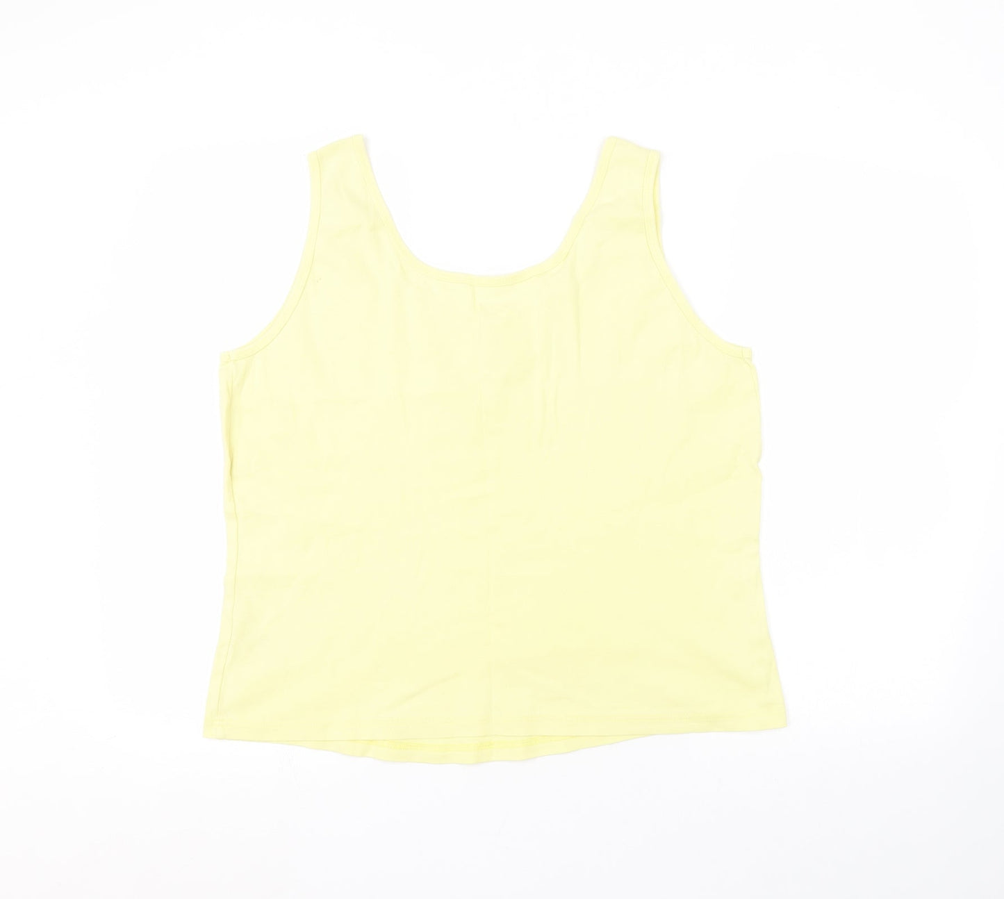 BHS Womens Yellow  Cotton Basic Tank Size 20 Round Neck
