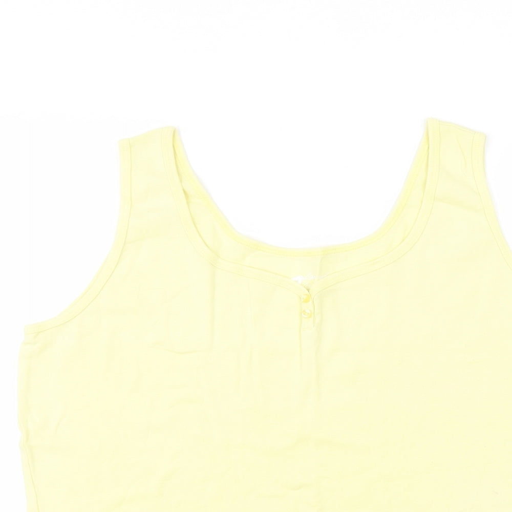 BHS Womens Yellow  Cotton Basic Tank Size 20 Round Neck