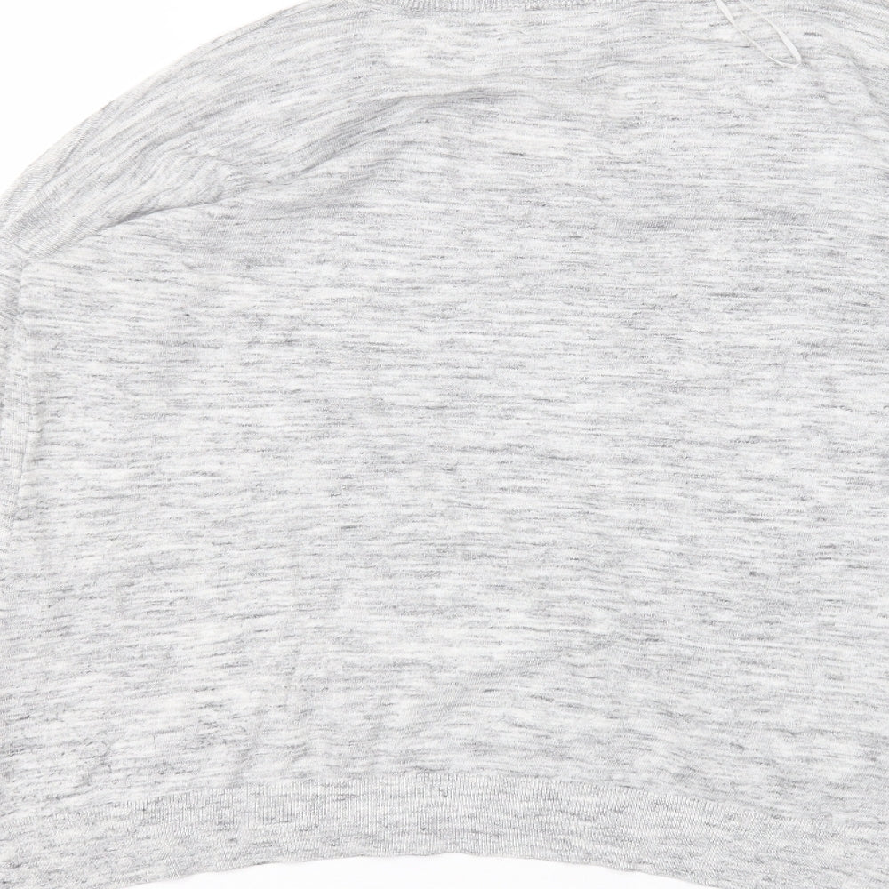 Marks and Spencer Womens Grey  Polyester Basic T-Shirt Size 14 Round Neck