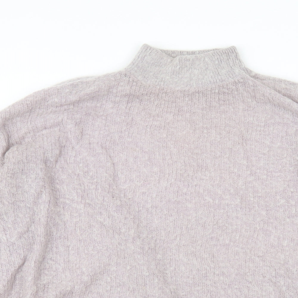 Warehouse Womens Purple Round Neck  Acrylic Pullover Jumper Size L
