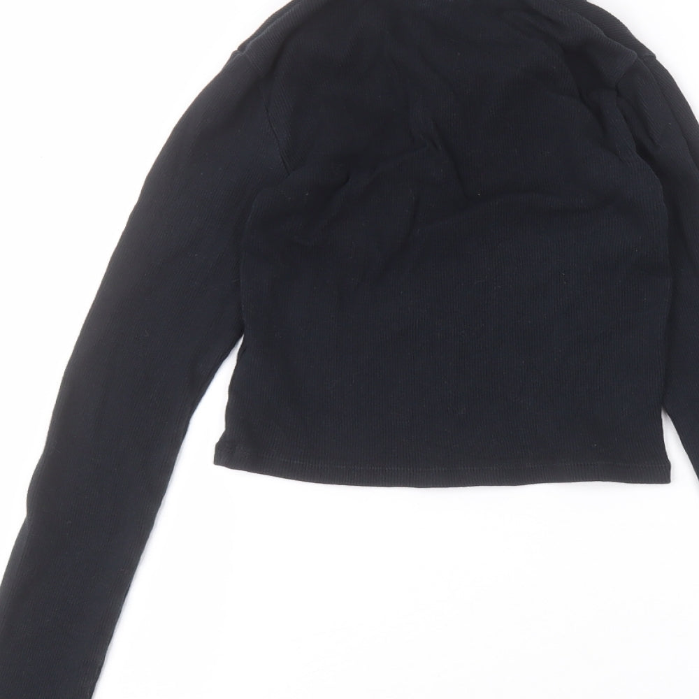 Topshop Womens Blue  Cotton Basic T-Shirt Size 8 Collared