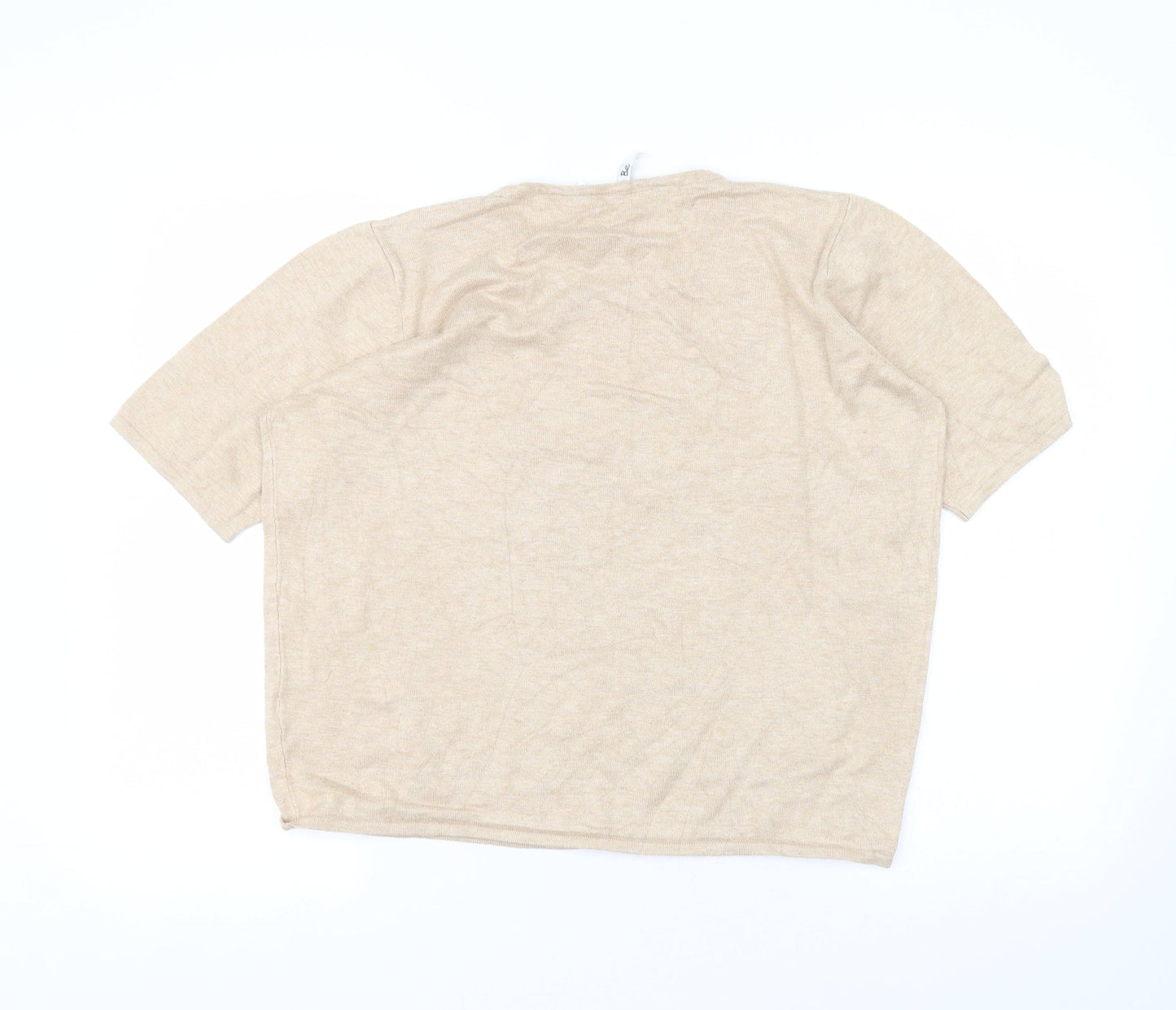 label be Womens Beige  Viscose Basic T-Shirt Size 20 Round Neck