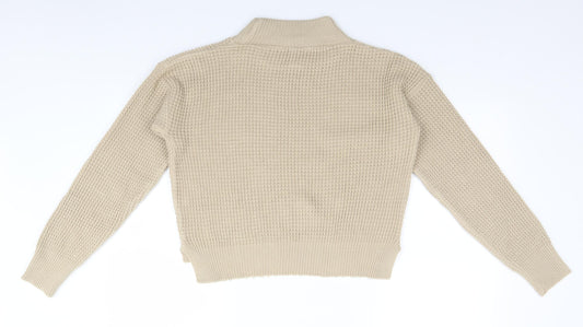 I SAW IT FIRST Mens Beige High Neck  Acrylic Pullover Jumper Size M
