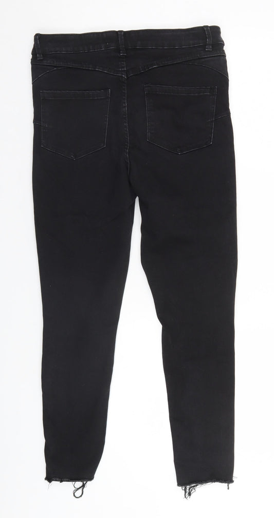 New Look Womens Black  Cotton Straight Jeans Size 12 L25 in Regular