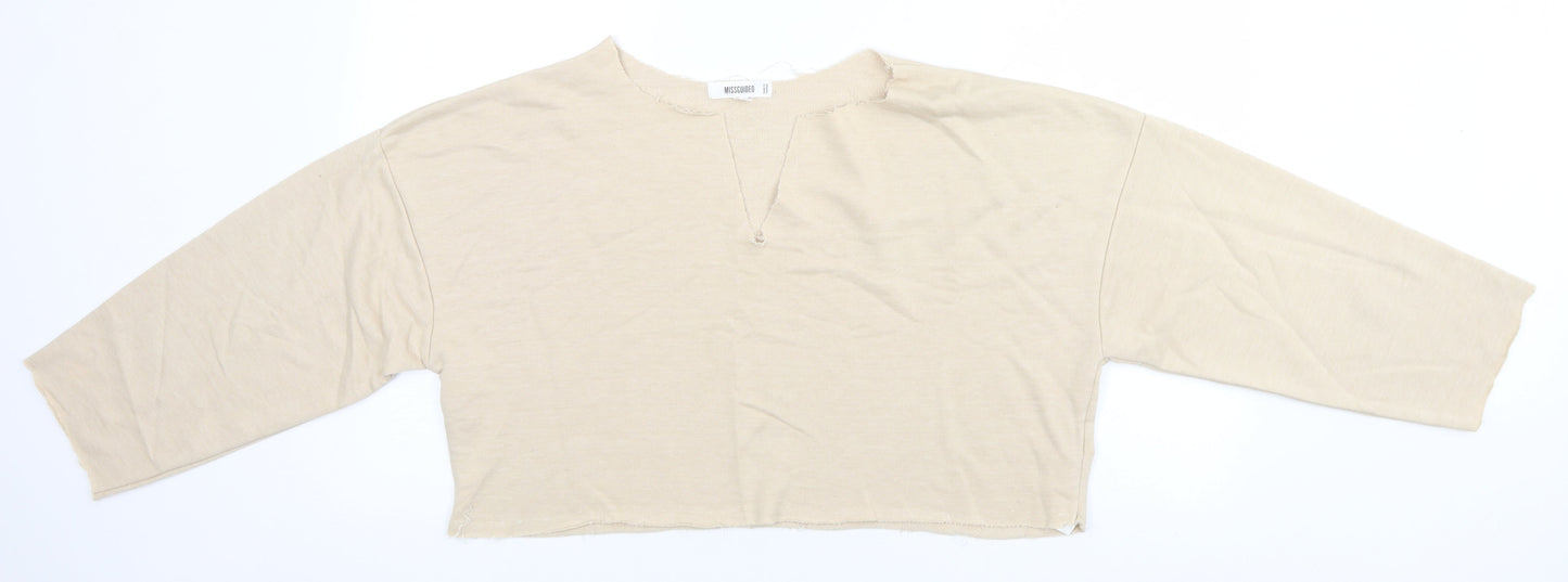 Missguided Womens Beige Round Neck  Polyester Pullover Jumper Size 12