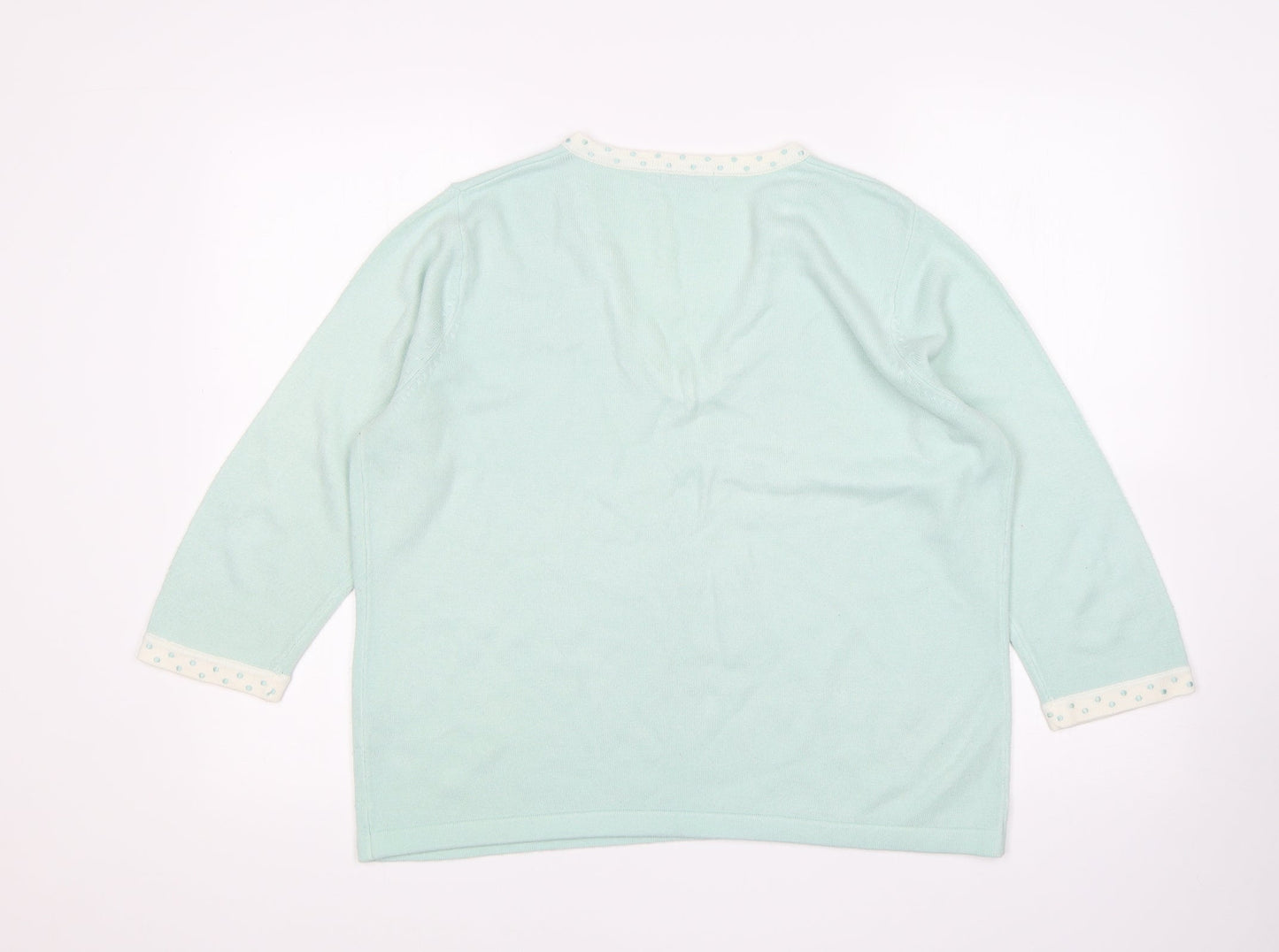 Berkertex Womens Green V-Neck  Acrylic Pullover Jumper Size 18