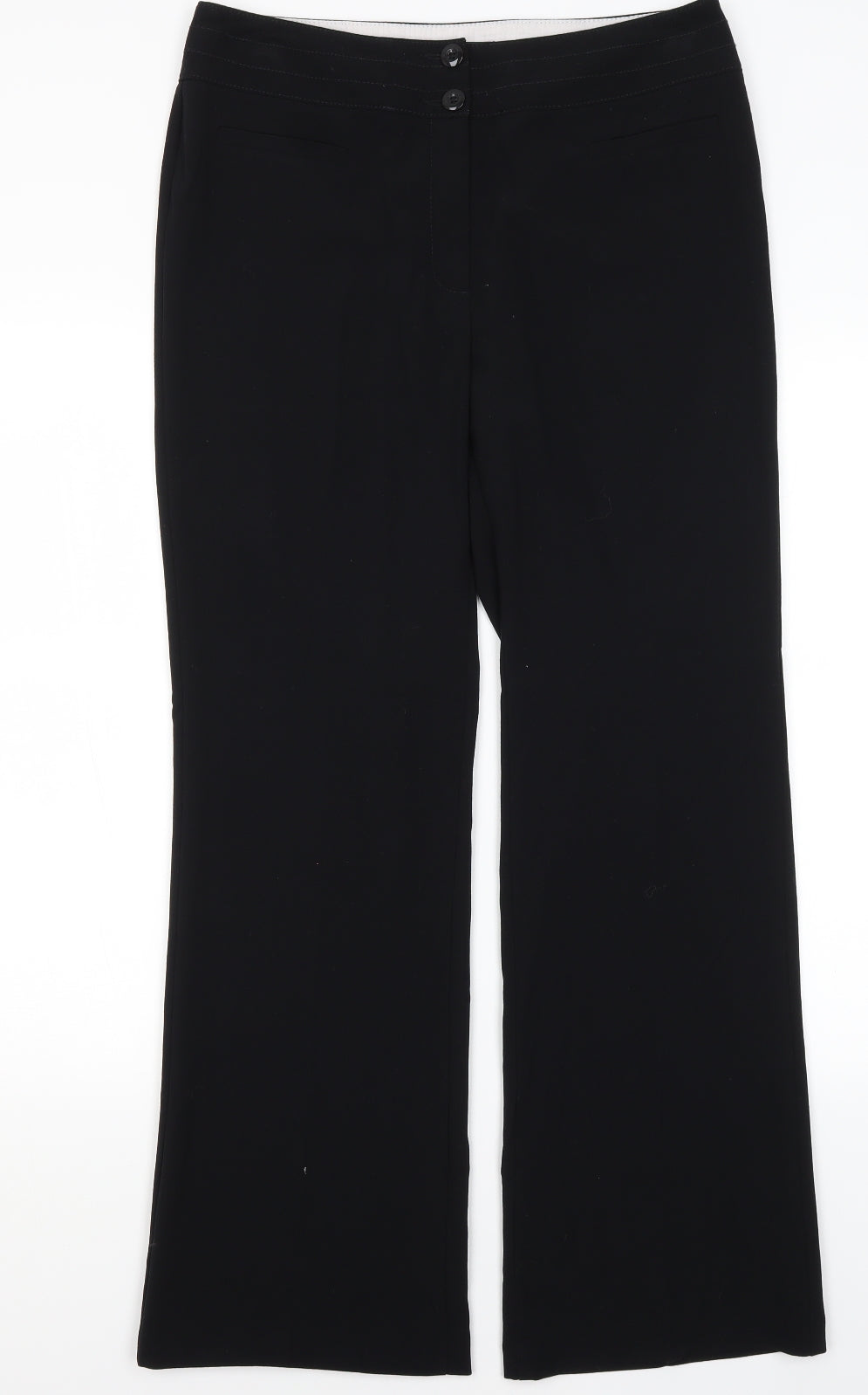 M7S Womens Black  Polyester Dress Pants Trousers Size 12 L29.5 in Regular