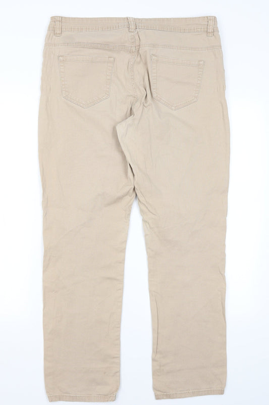24/7 Womens Beige  Cotton Chino Trousers Size 16 L28 in Regular