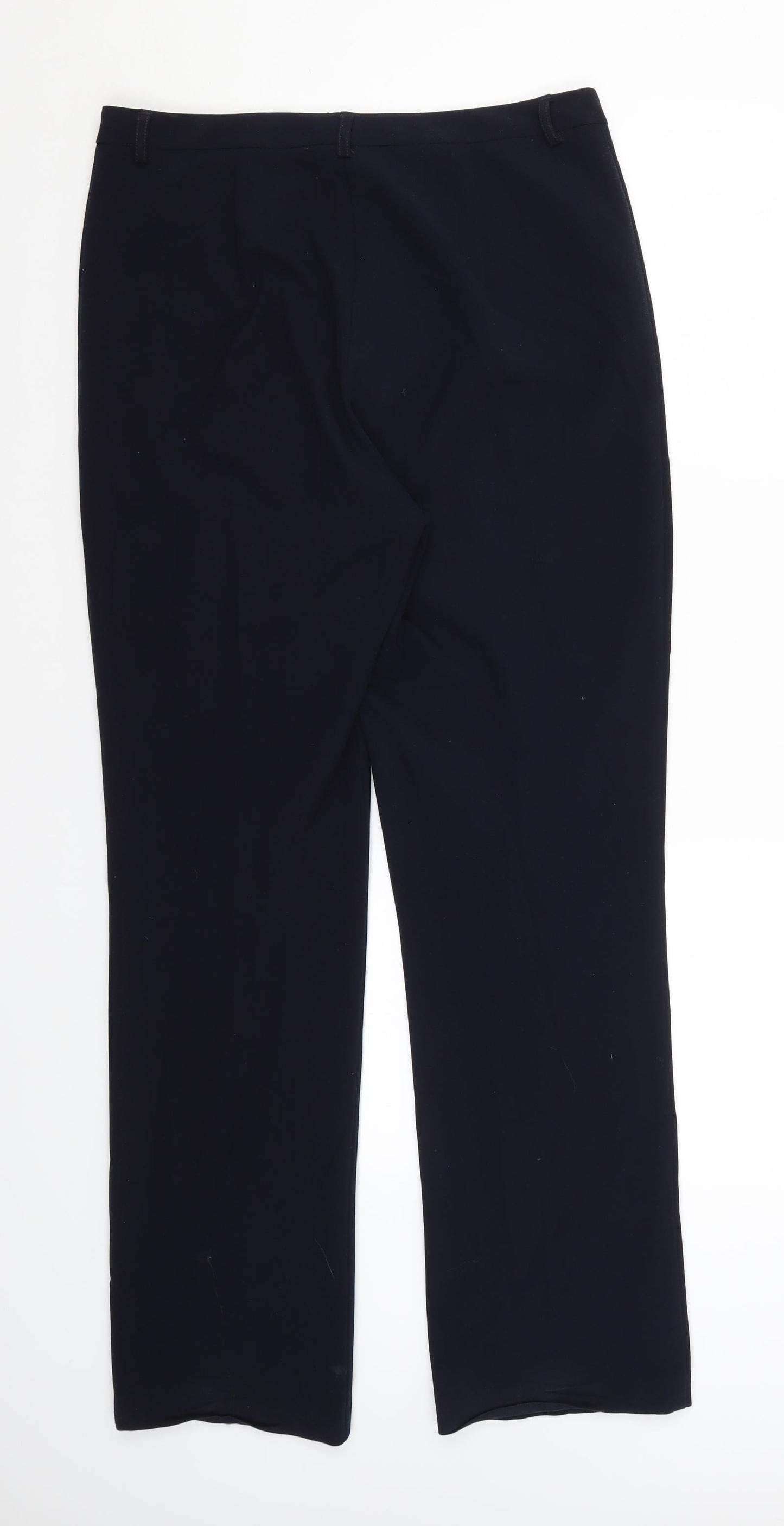 M&S Womens Blue  Polyester Dress Pants Trousers Size 12 L31 in Regular