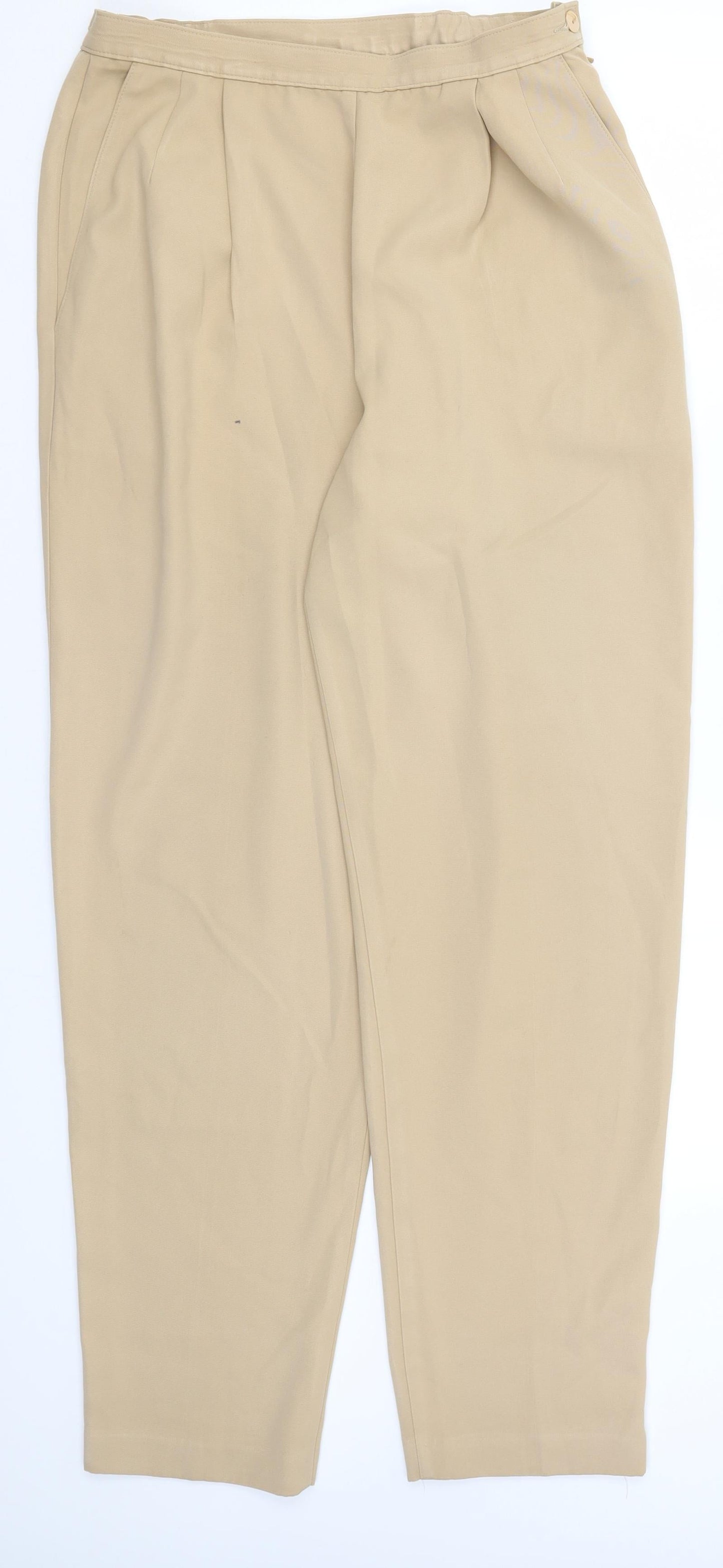 M&S Womens Brown  Polyester Trousers  Size 14 L29.5 in Regular