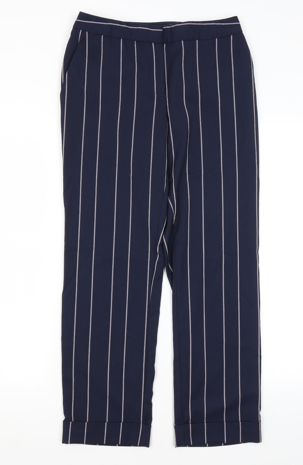 ASOS Womens Blue Striped Polyester Trousers  Size 6 L26.5 in Regular