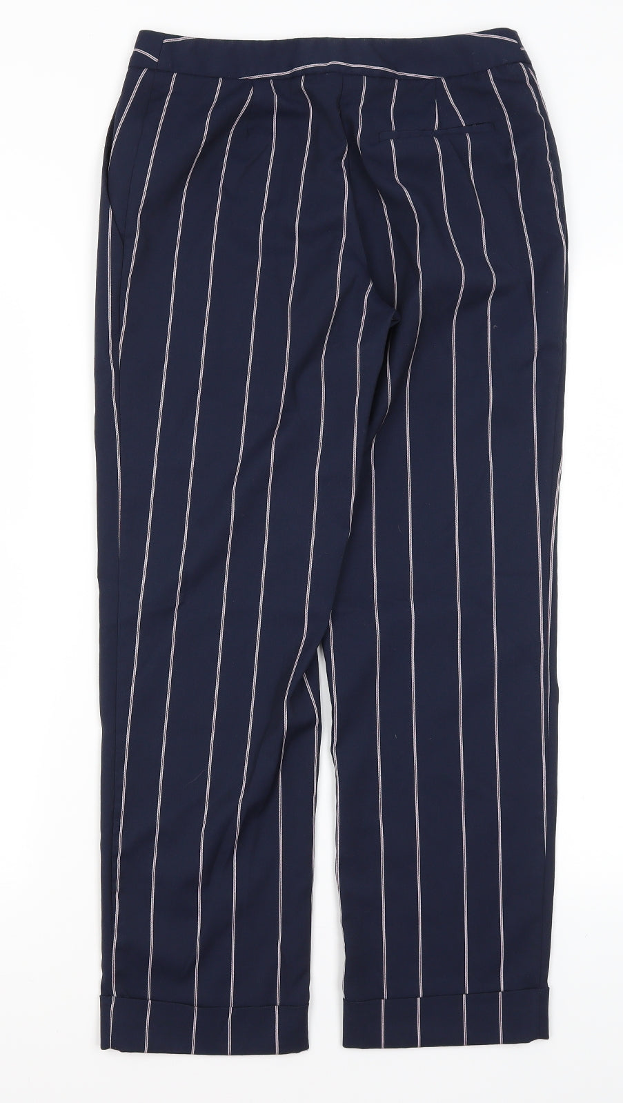 ASOS Womens Blue Striped Polyester Trousers  Size 6 L26.5 in Regular