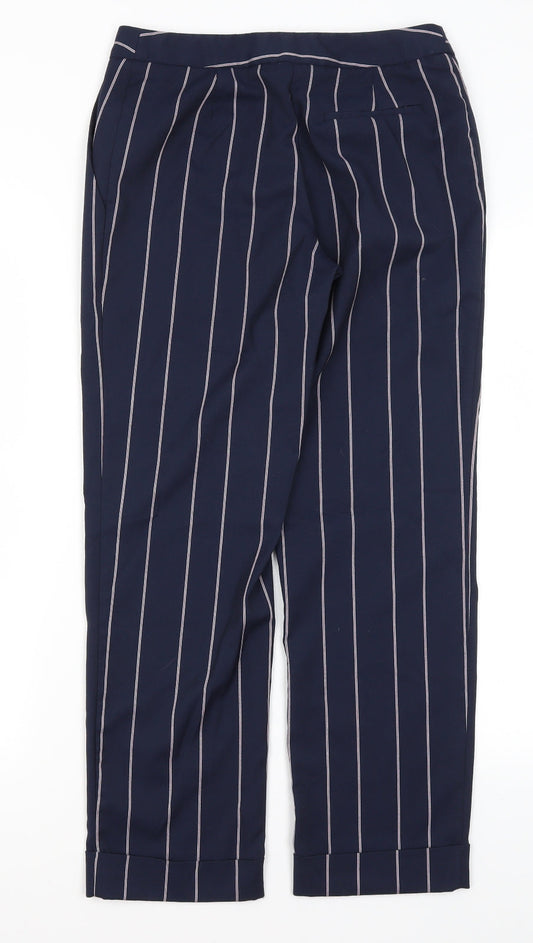 ASOS Womens Blue Striped Polyester Trousers  Size 6 L26.5 in Regular