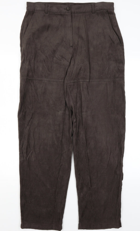 Preworn Womens Brown  Viscose Trousers  Size 16 L30 in Regular