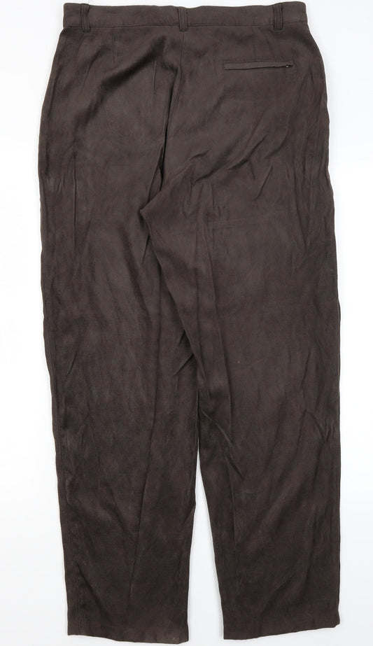 Preworn Womens Brown  Viscose Trousers  Size 16 L30 in Regular